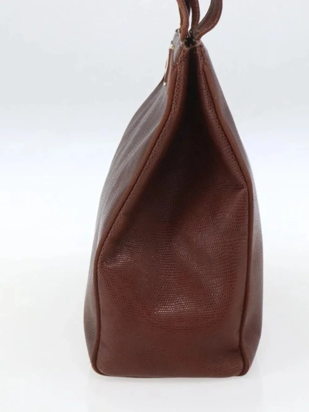 Salvatore Ferragamo Vala Shoulder Bag Leather Brown Gold Auth ka1378